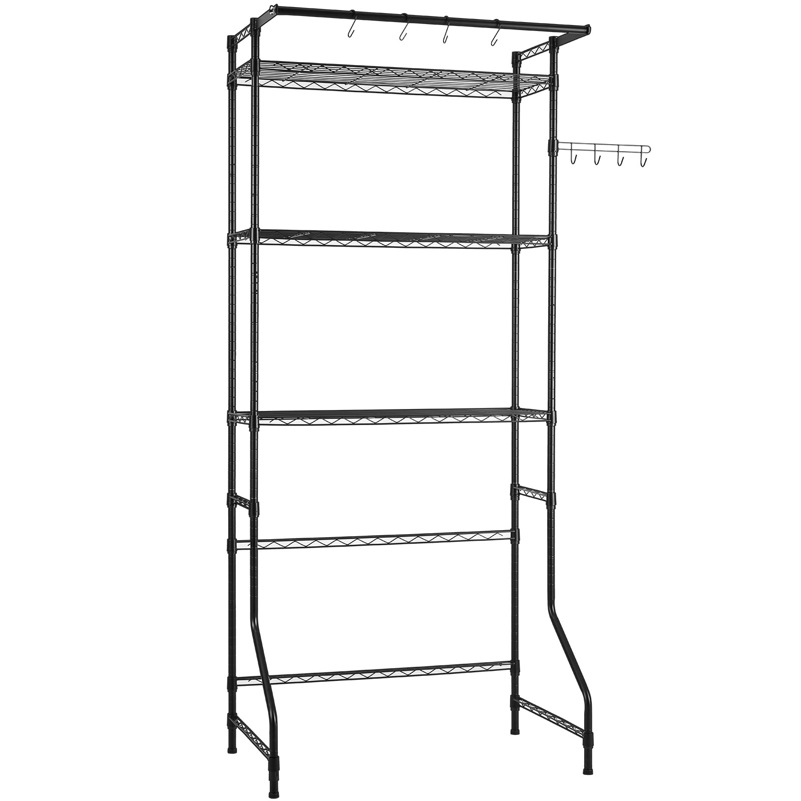 Over Washer And Dryer Storage Rack With Hanging Rod And Hooks_voghion.com
